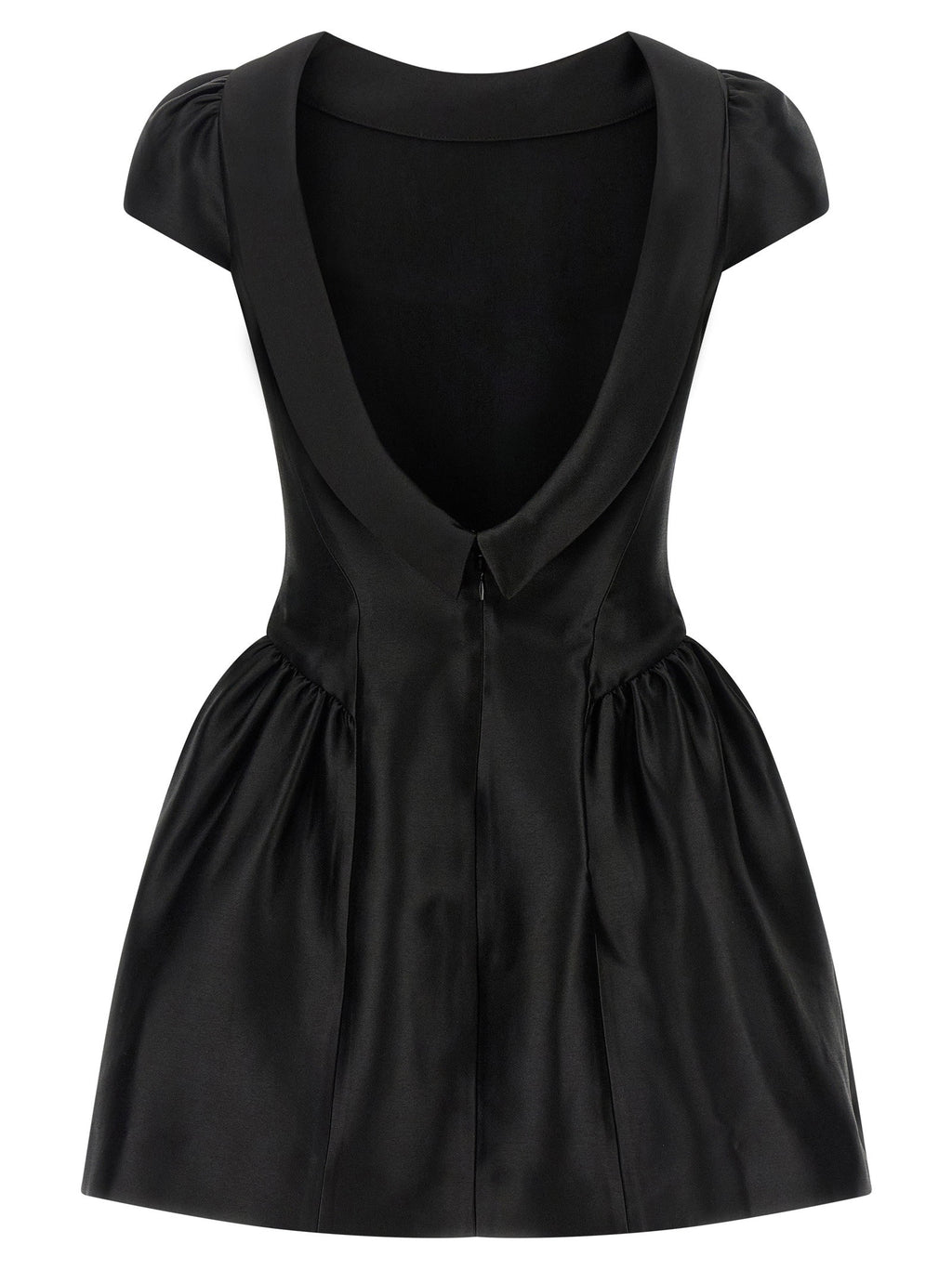 Self-Portrait Black Taffetà Collared Mini Dress