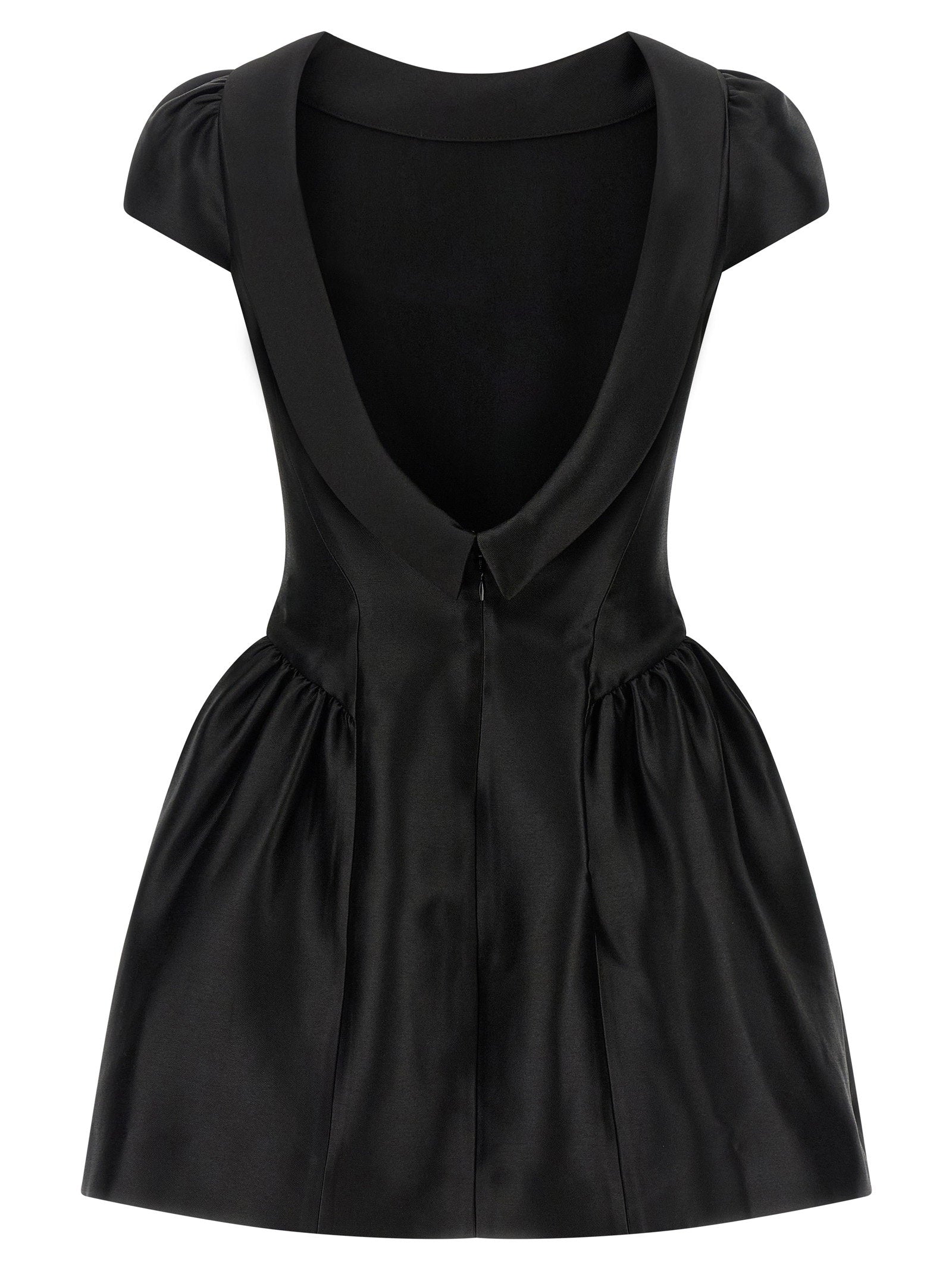 Self-Portrait Black Taffetà Collared Mini Dress