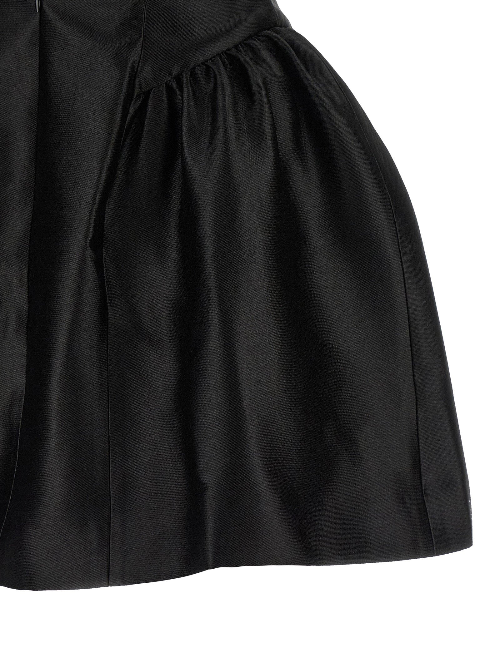 Self-Portrait Black Taffetà Collared Mini Dress