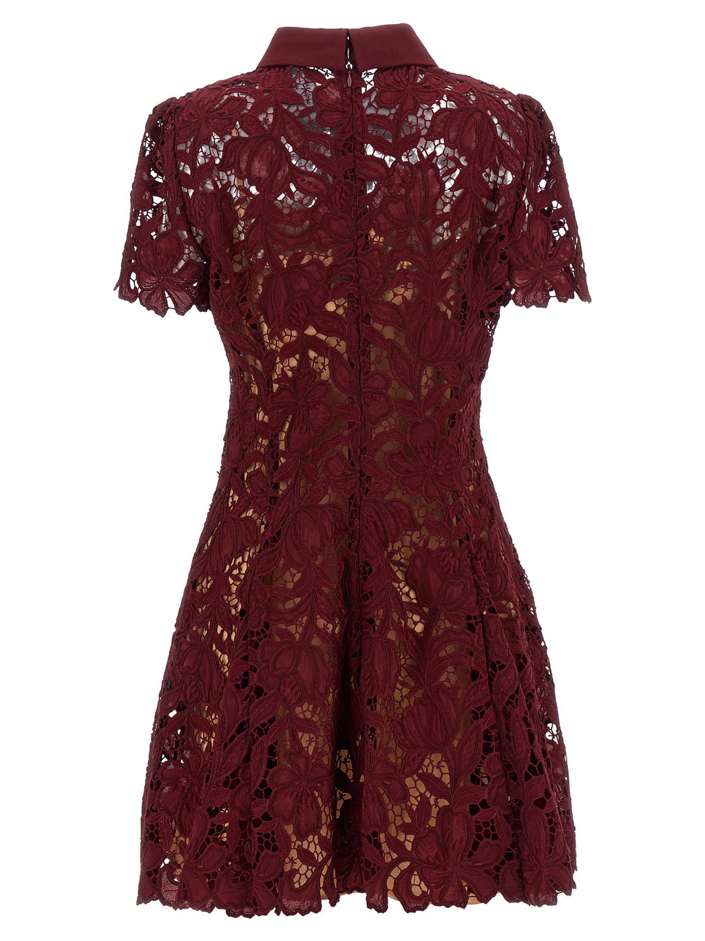 Self-Portrait Burgundy Lace Mini Dress