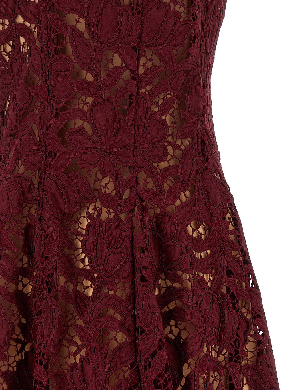 Self-Portrait Burgundy Lace Mini Dress
