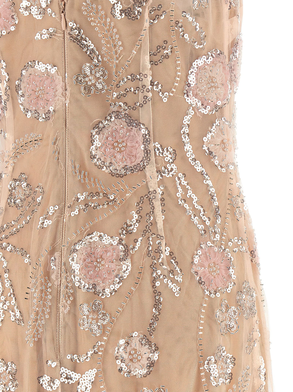 Self-Portrait Pink Flower Sequin Embellished Midi Dress