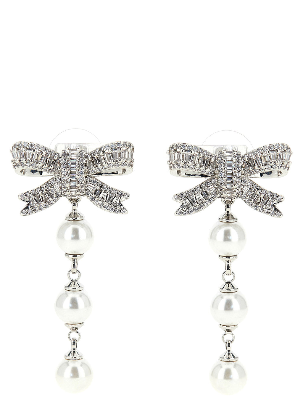 Self-Portrait Crystal Bow Pearl Droplet Earrings