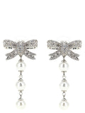 Self-Portrait Crystal Bow Pearl Droplet Earrings