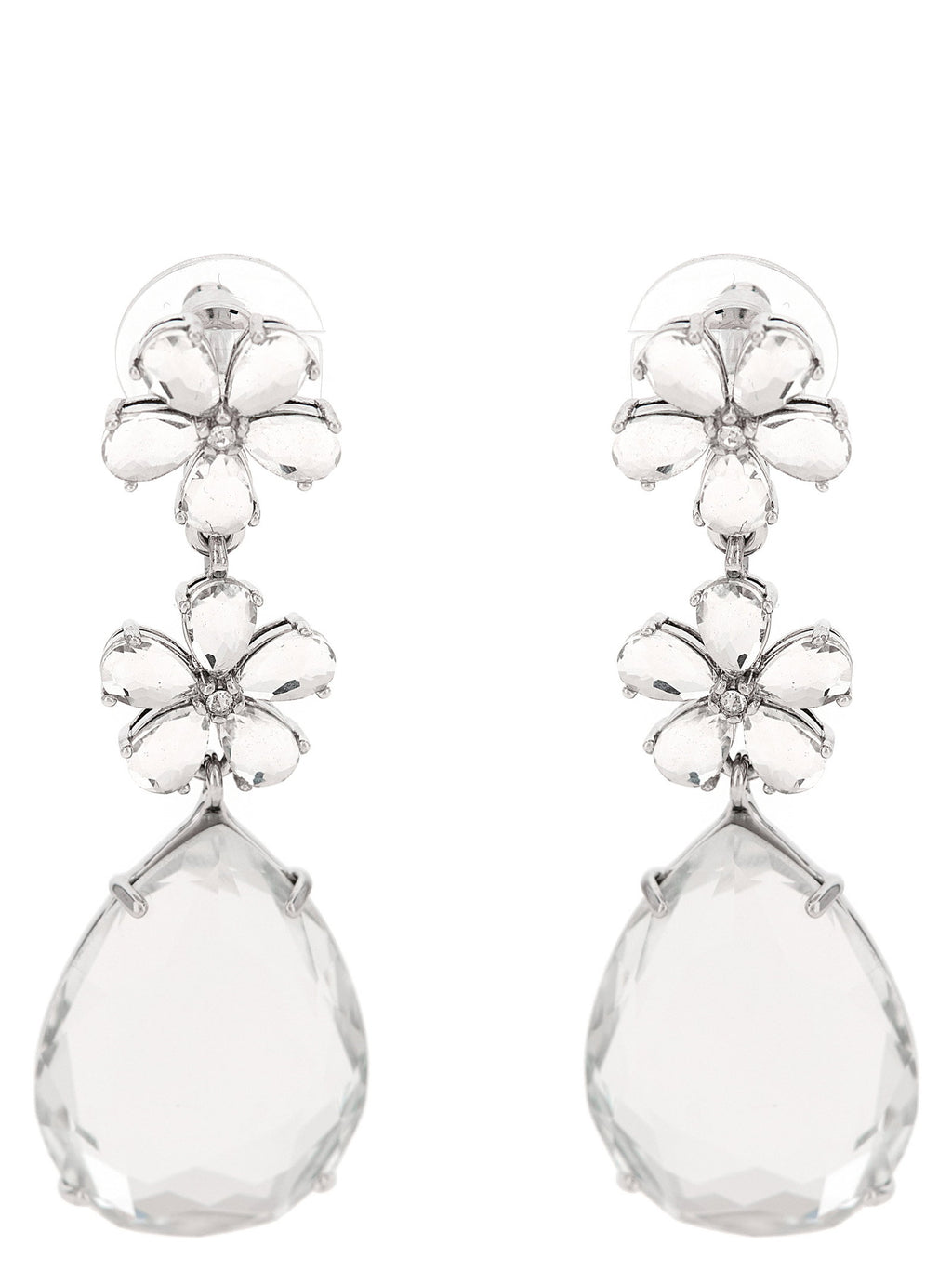 Self-Portrait Crystal Flower Tiered Earrings