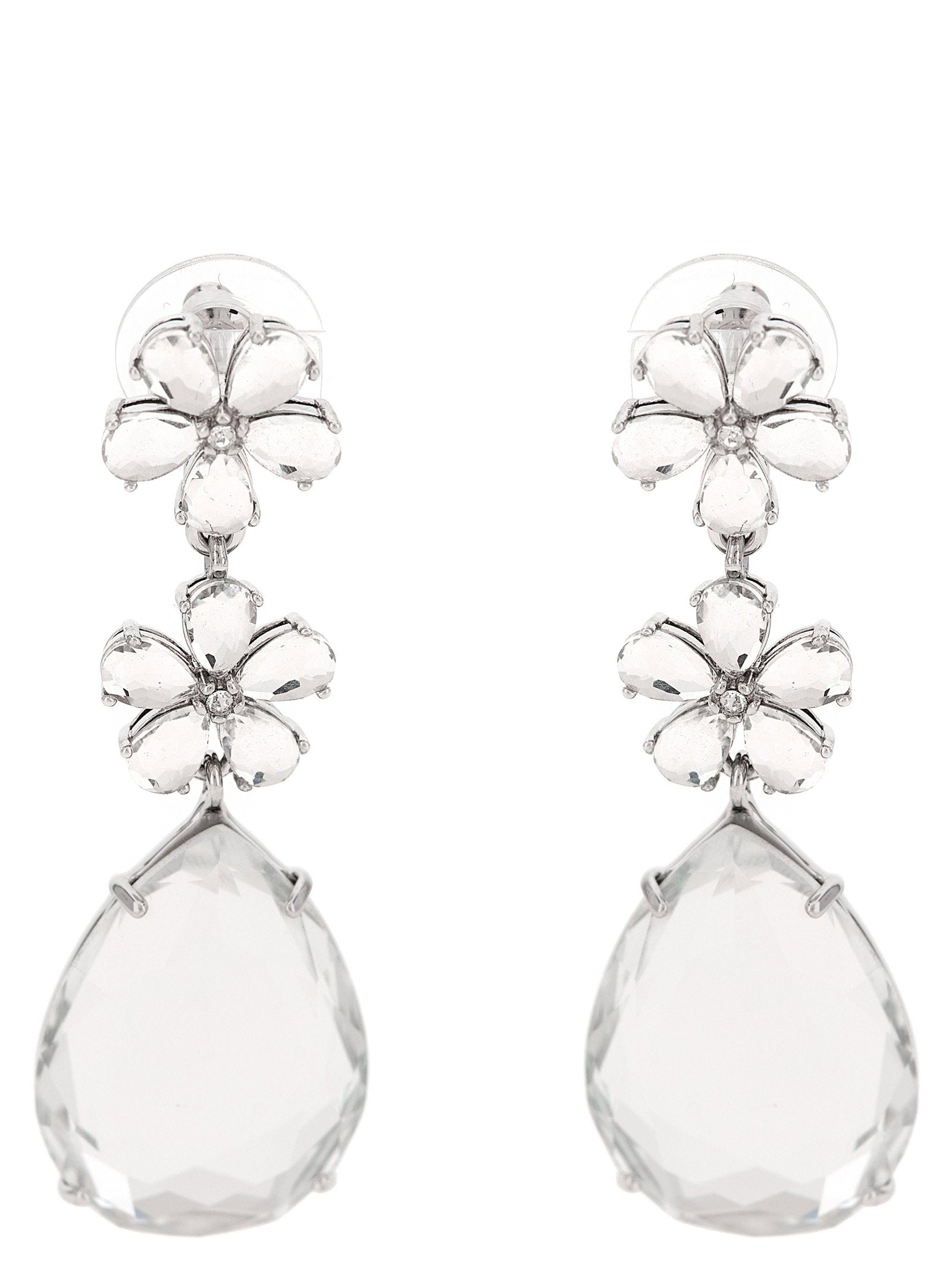 Self-Portrait Crystal Flower Tiered Earrings