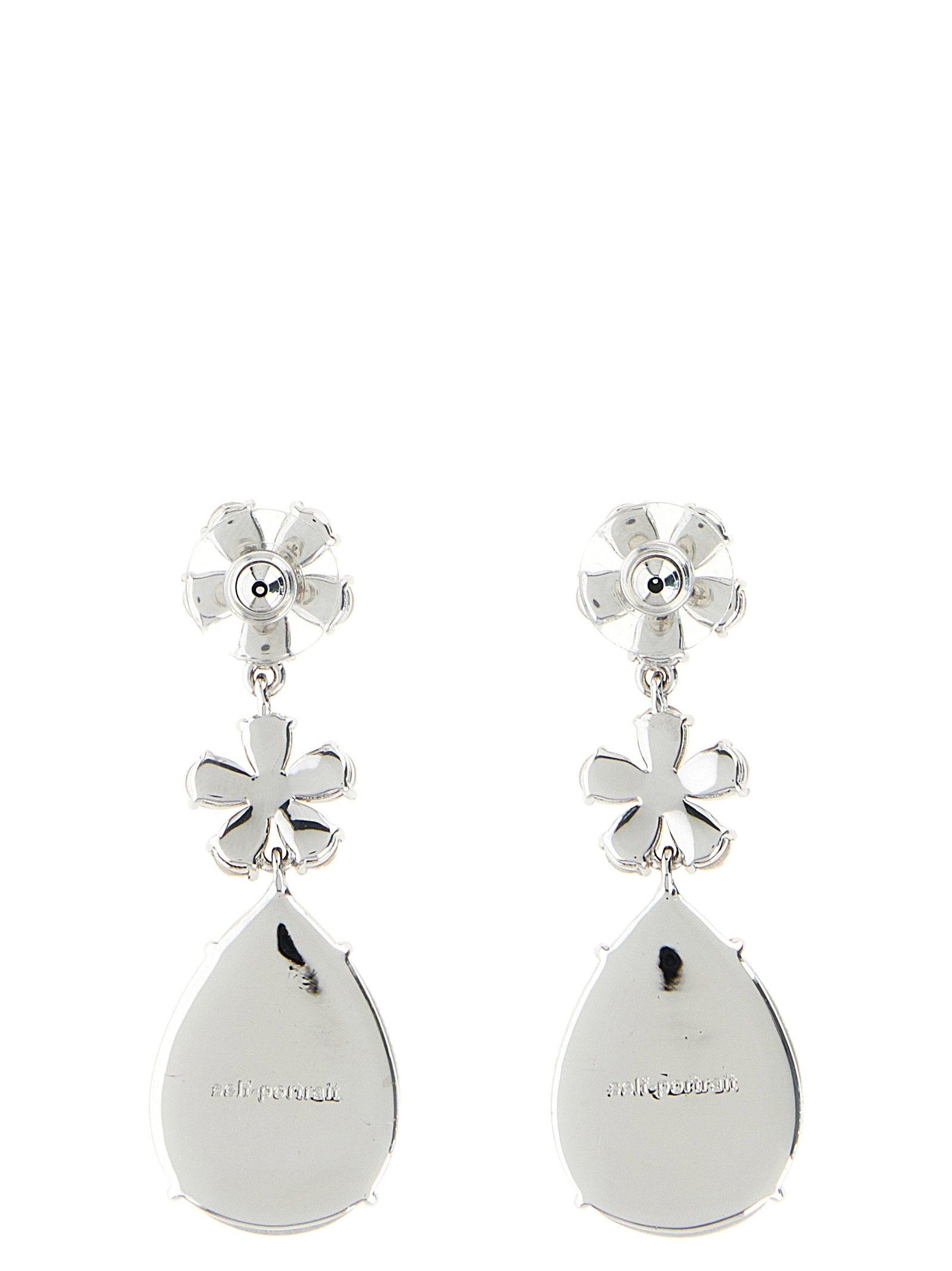Self-Portrait Crystal Flower Tiered Earrings