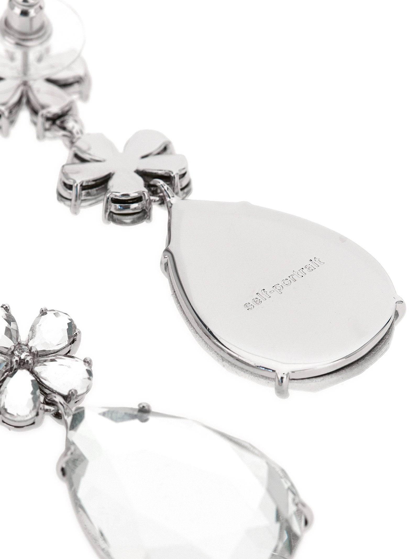 Self-Portrait Crystal Flower Tiered Earrings