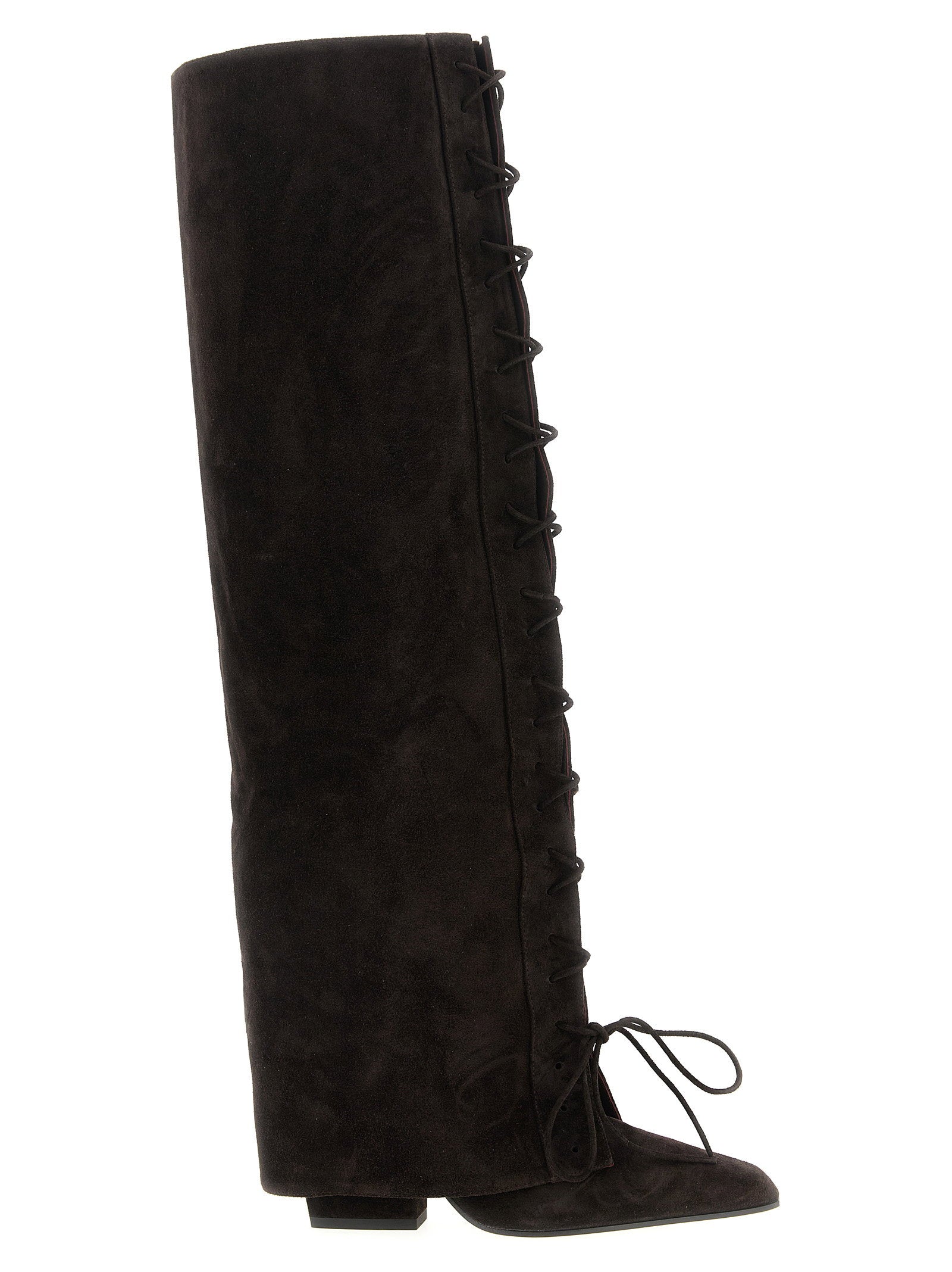 Paris Texas Jane Fold Over Lace Up Boots