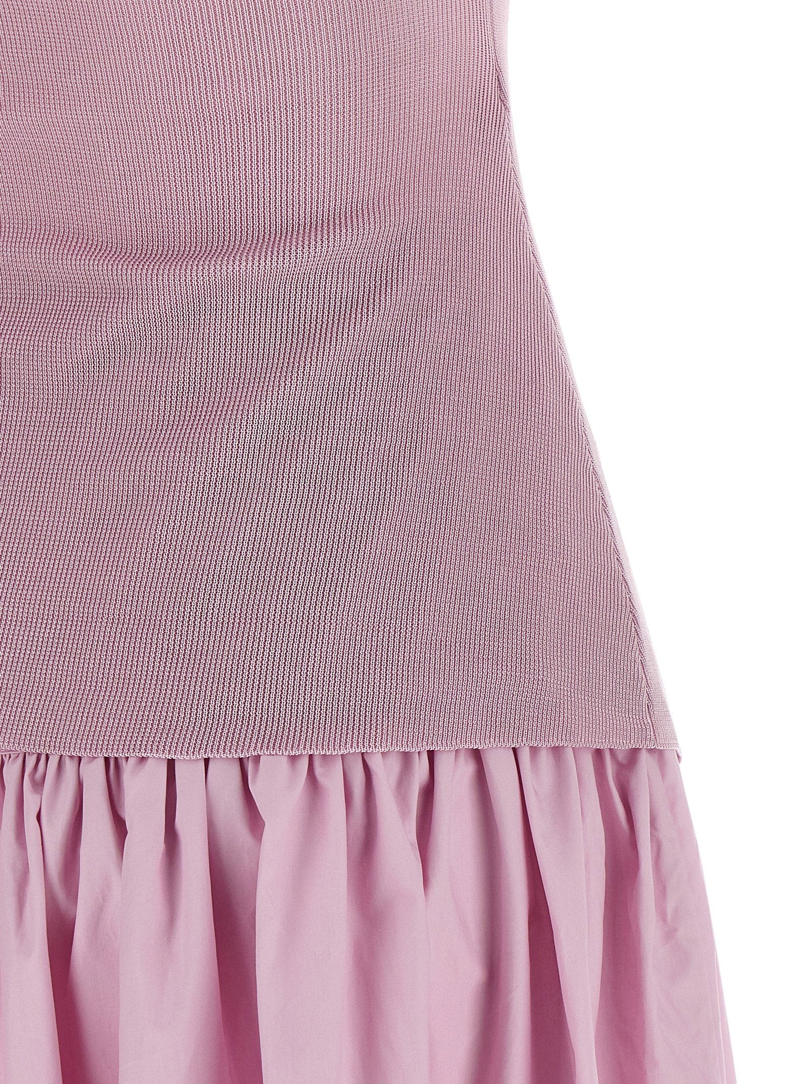 Self-Portrait Pink Cotton Draped Knit Midi Dress