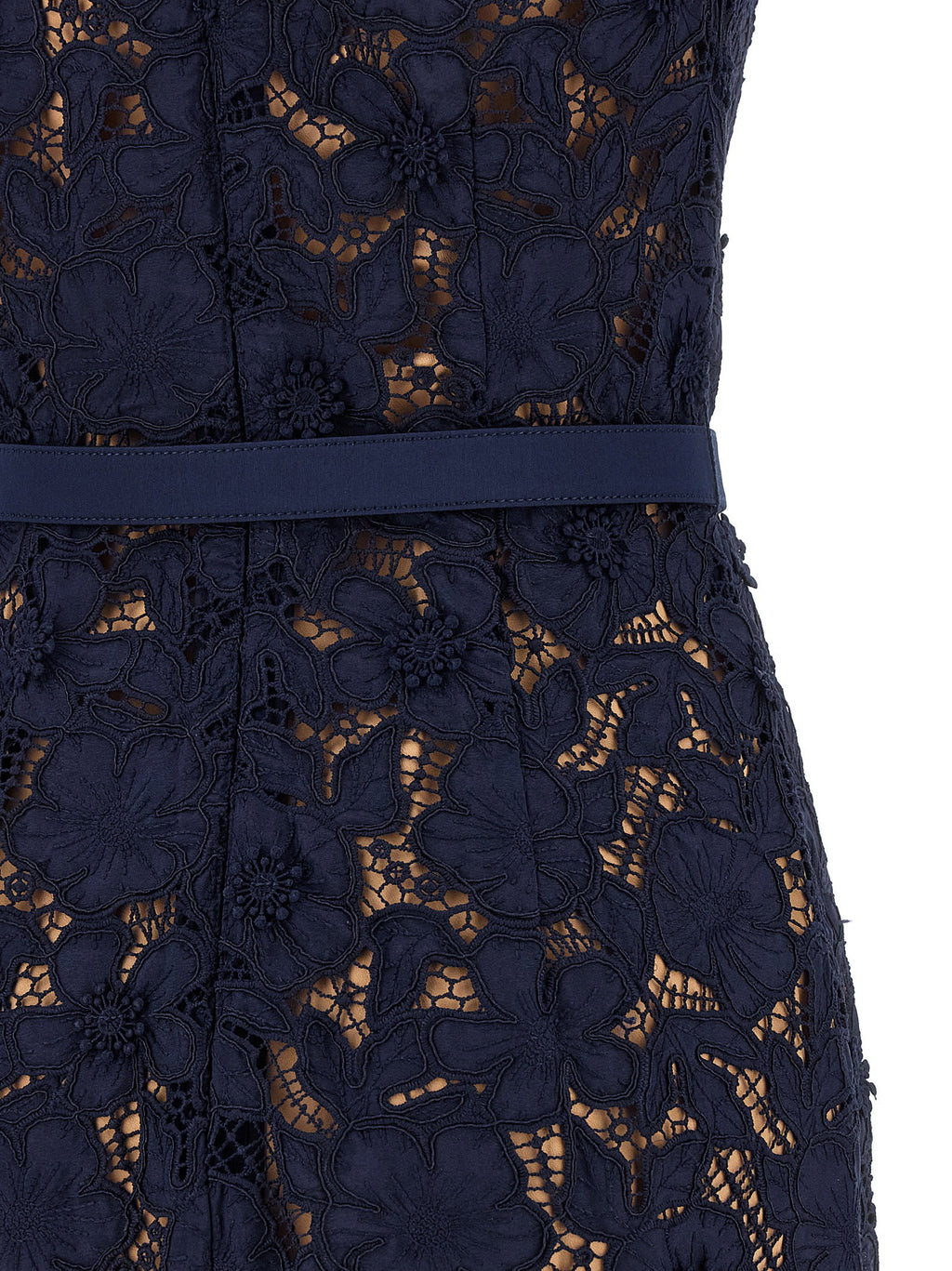Self-Portrait Navy Guipure Lace Midi Dress
