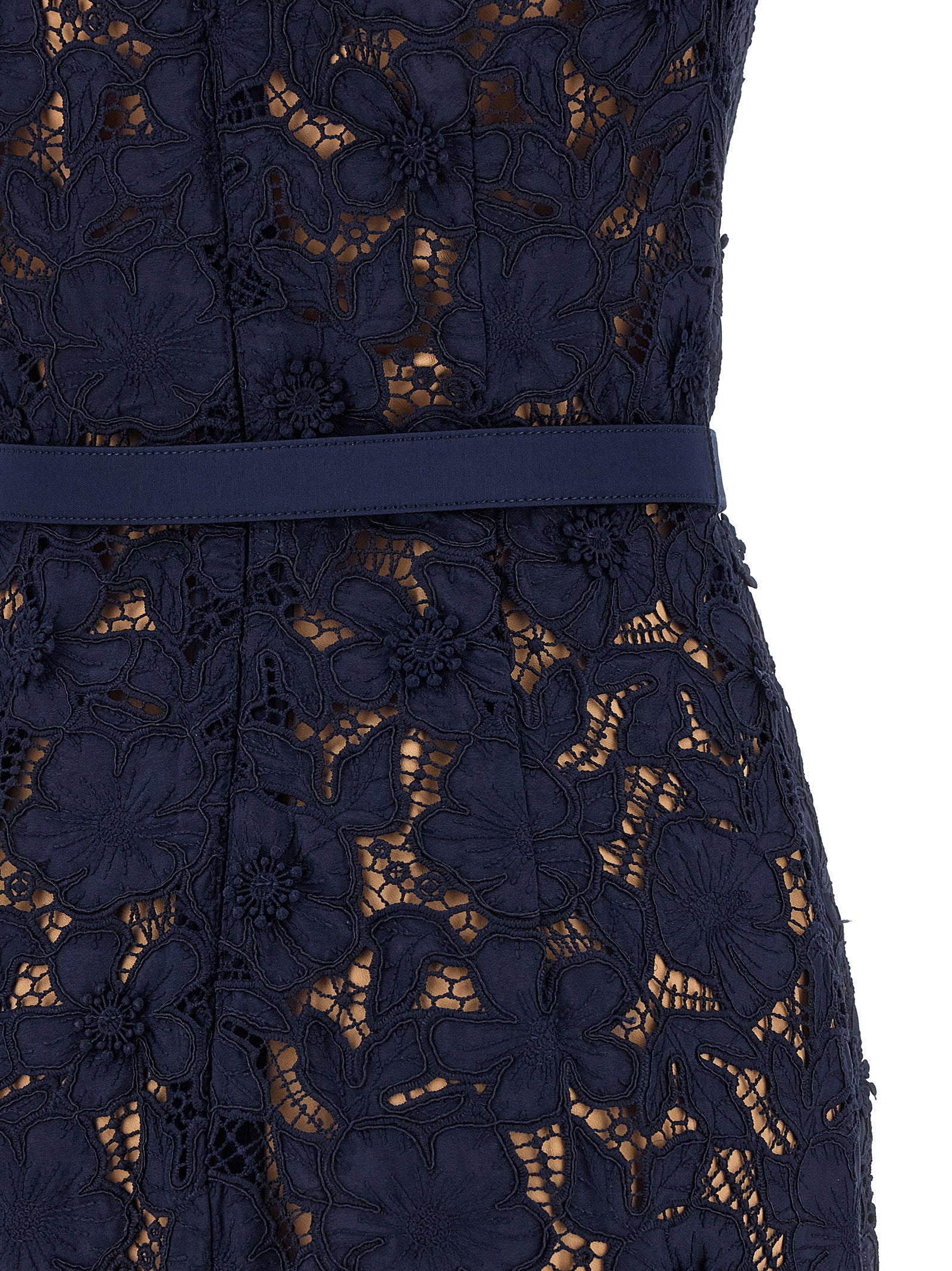 Self-Portrait Navy Guipure Lace Midi Dress