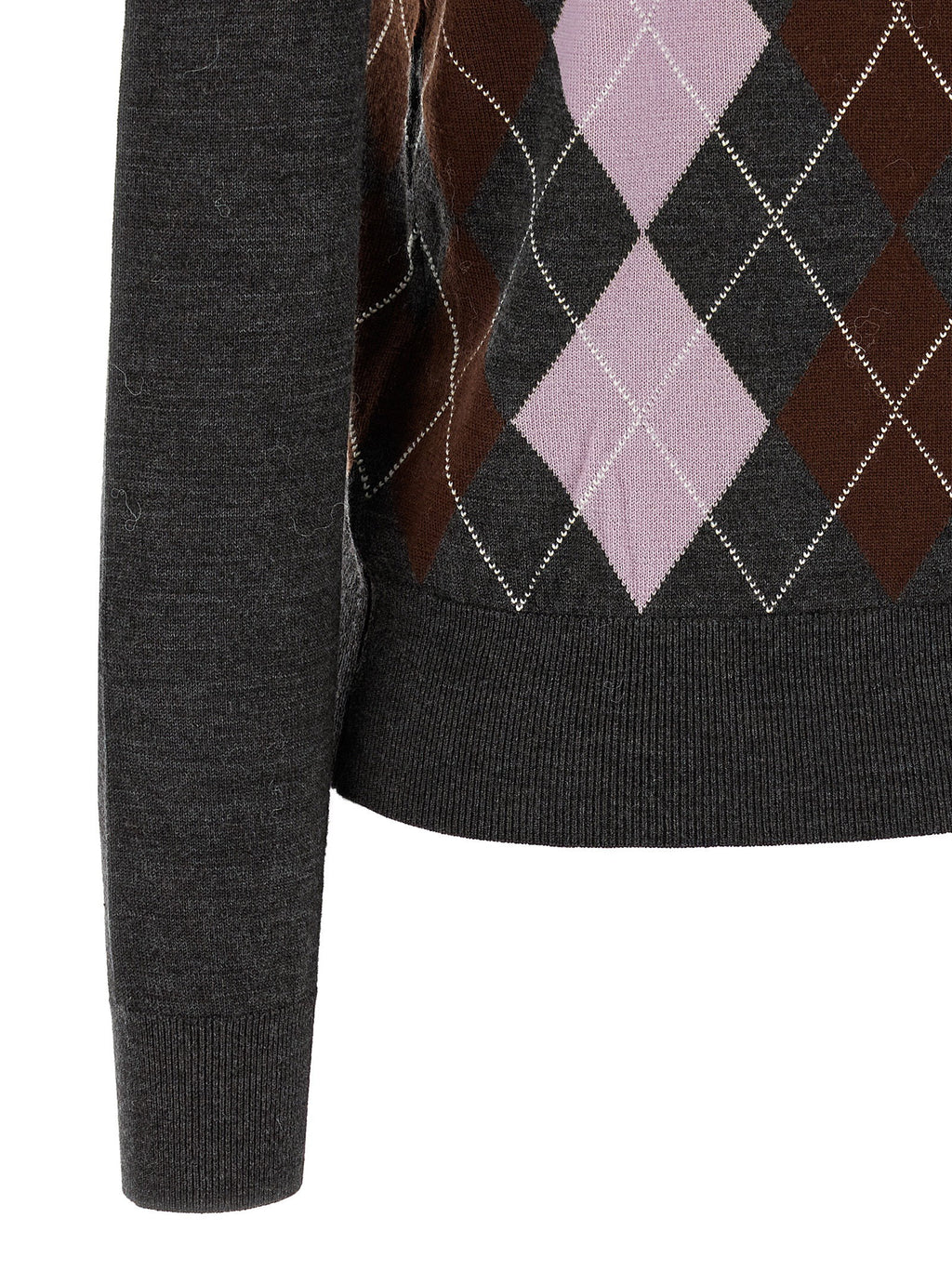 Self-Portrait Grey Argyle Lightweight Sweater