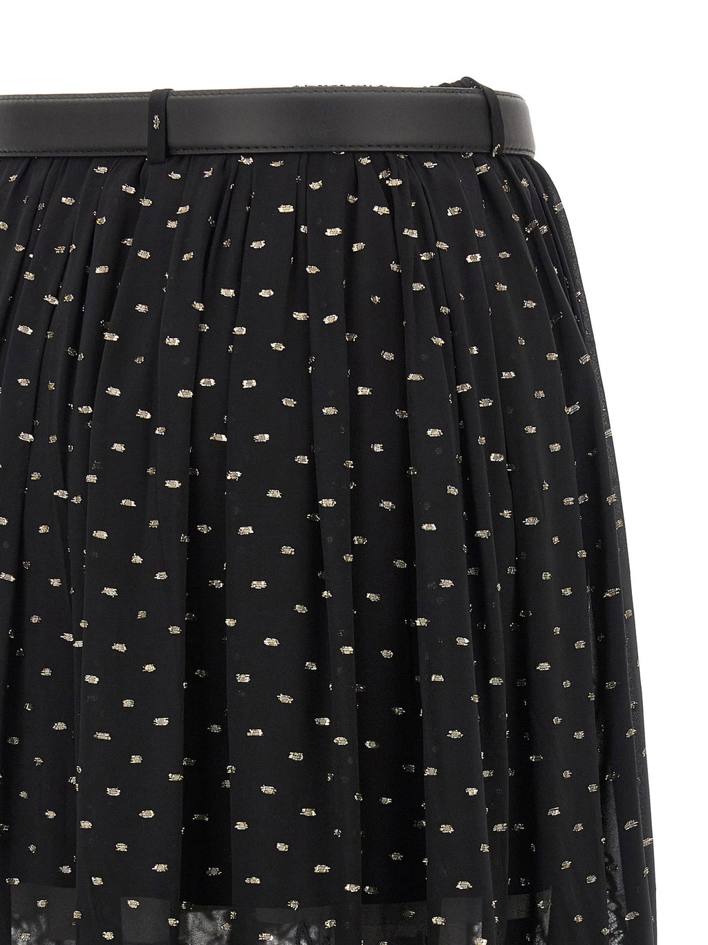 Self-Portrait Black And Gold Chiffon Lace Maxi Skirt