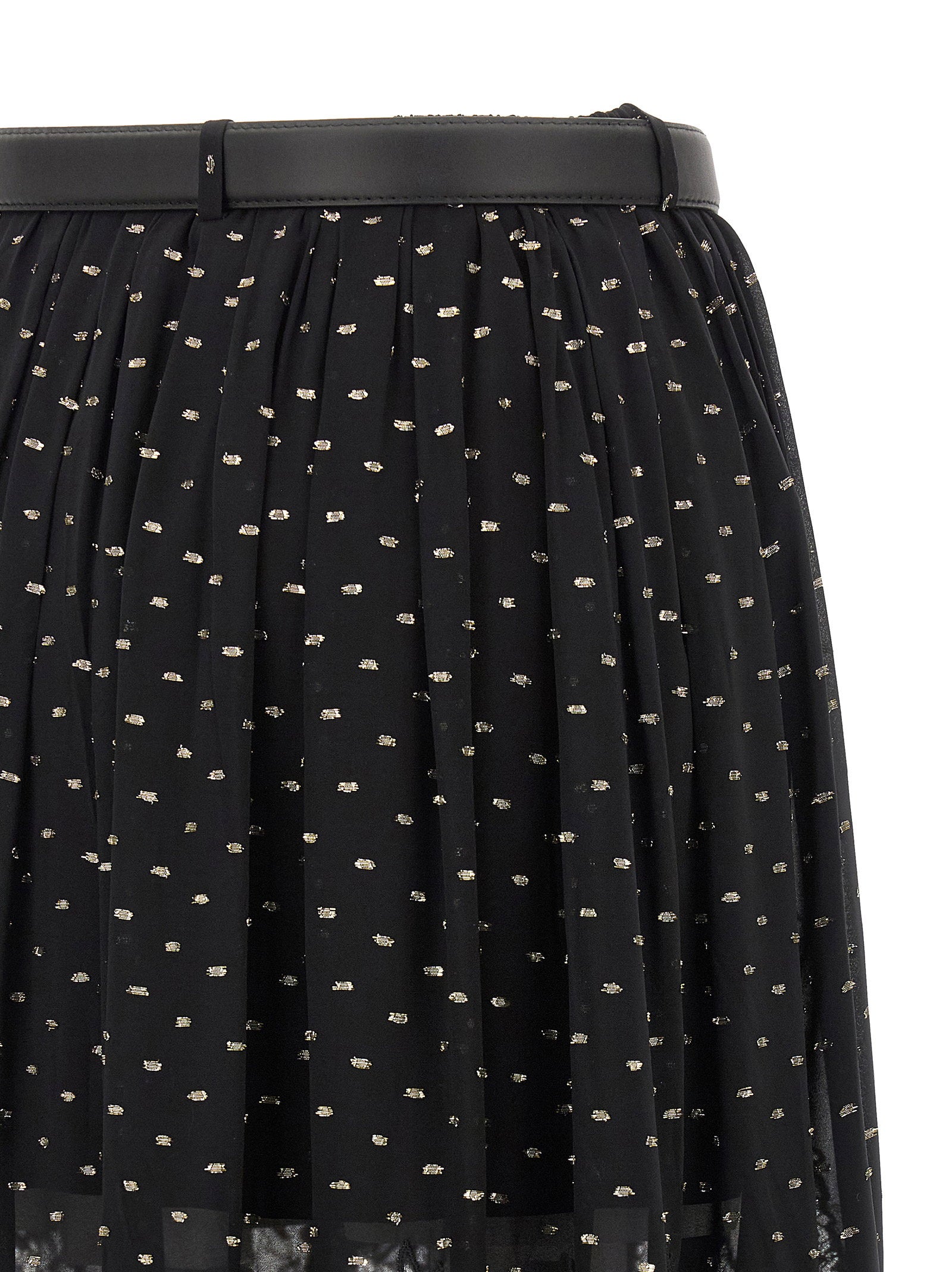 Self-Portrait Black And Gold Chiffon Lace Maxi Skirt