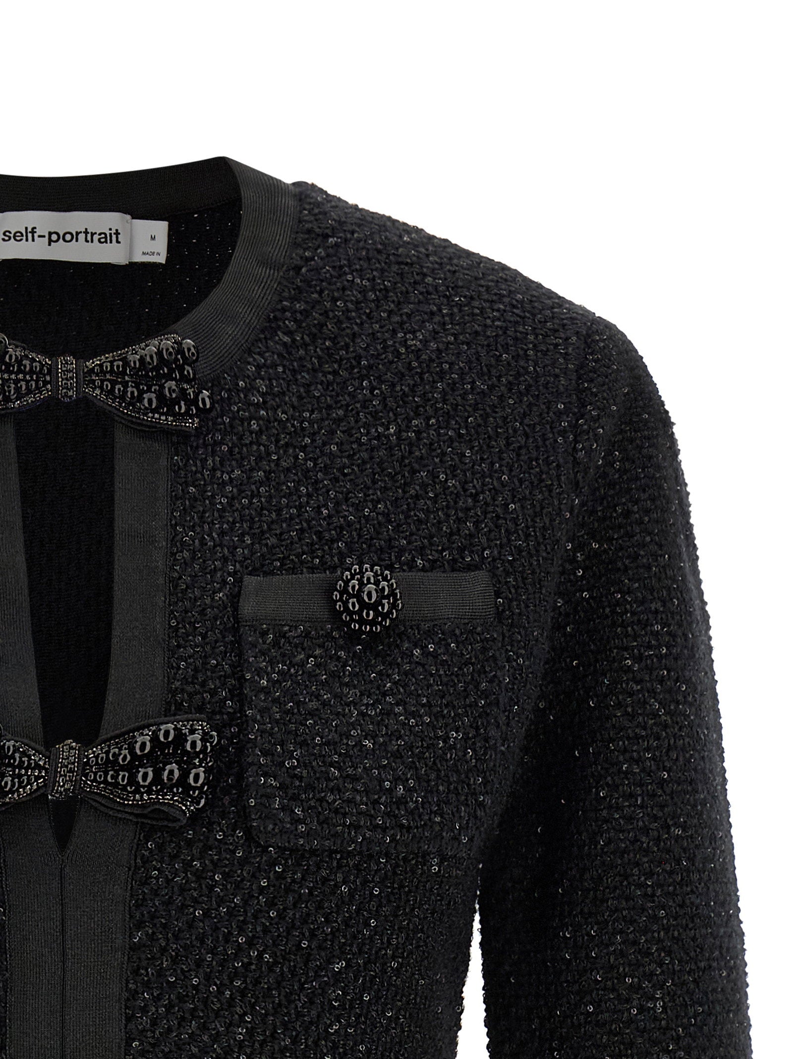 Self-Portrait Black Sequin Knit Mini Dress