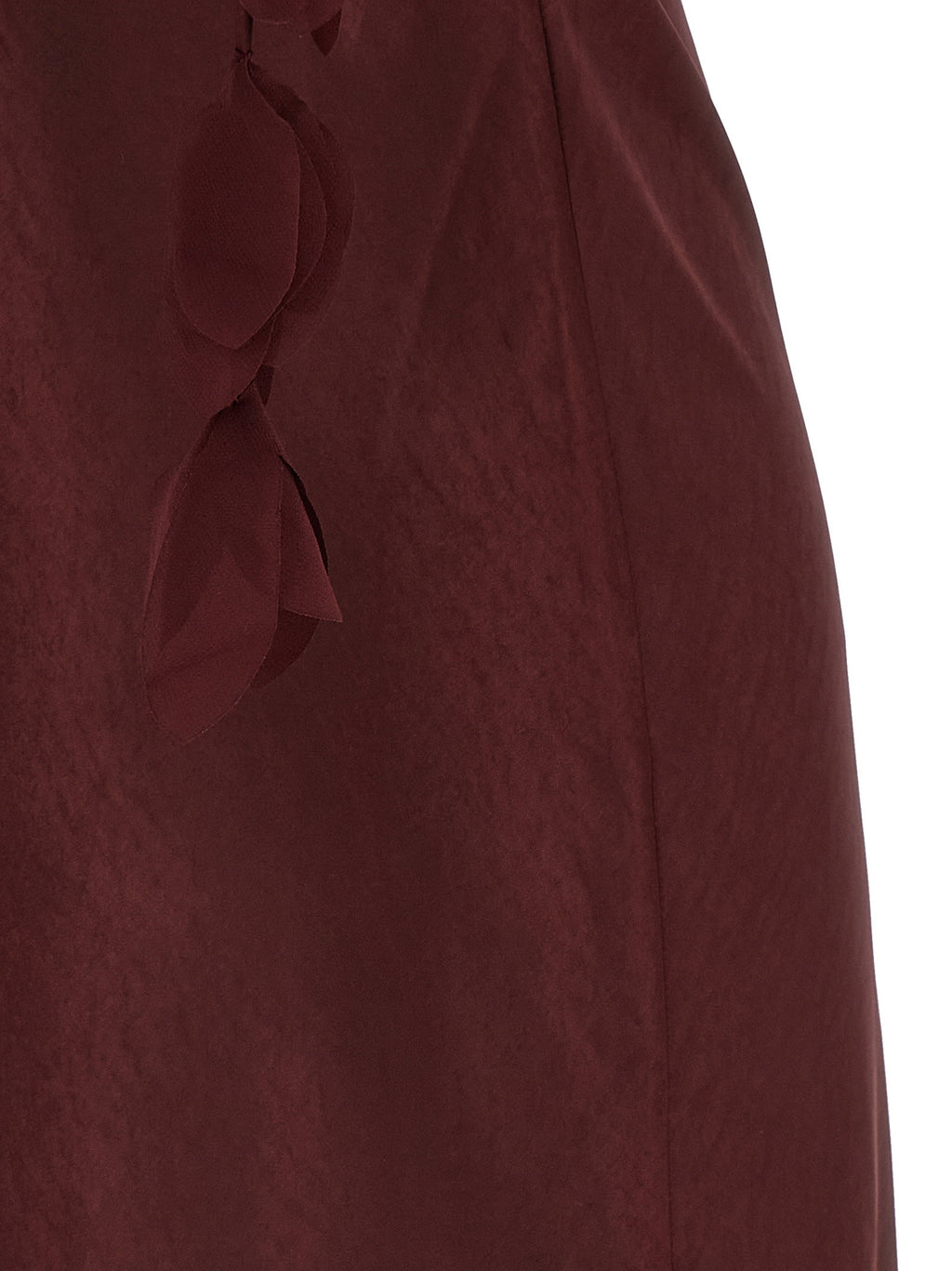 Self-Portrait Burgundy Satin Flower Midi Dress