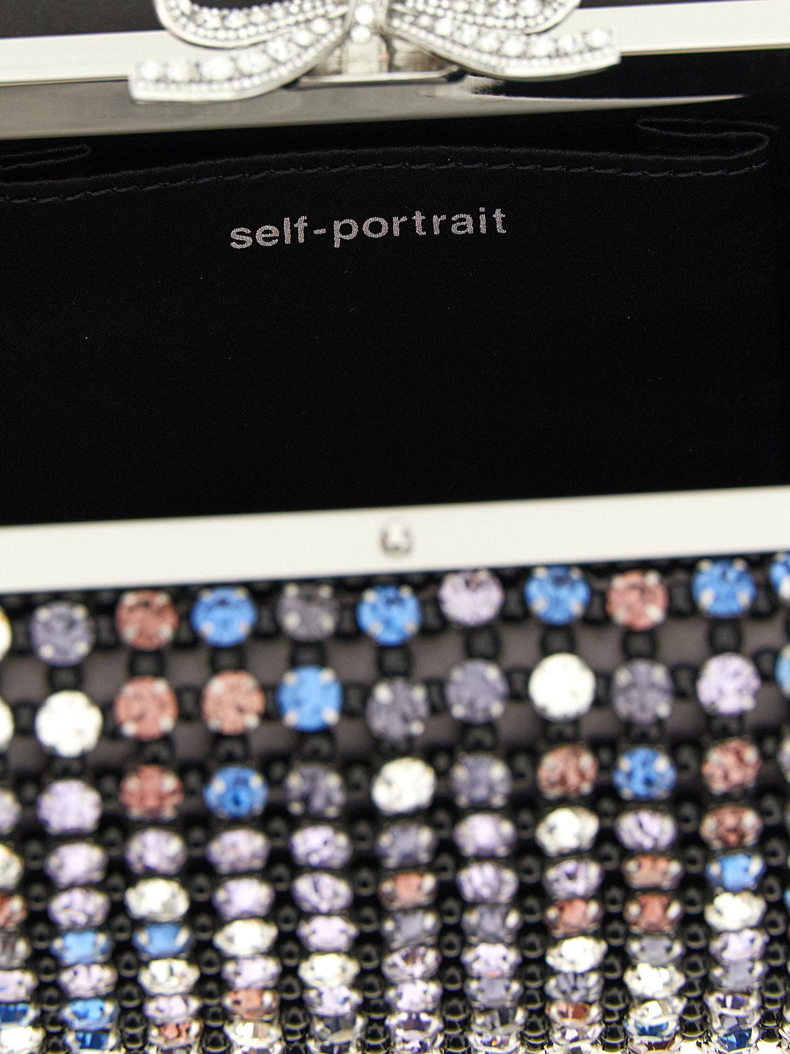 Self-Portrait Multi Crystal Chainmail Clutch