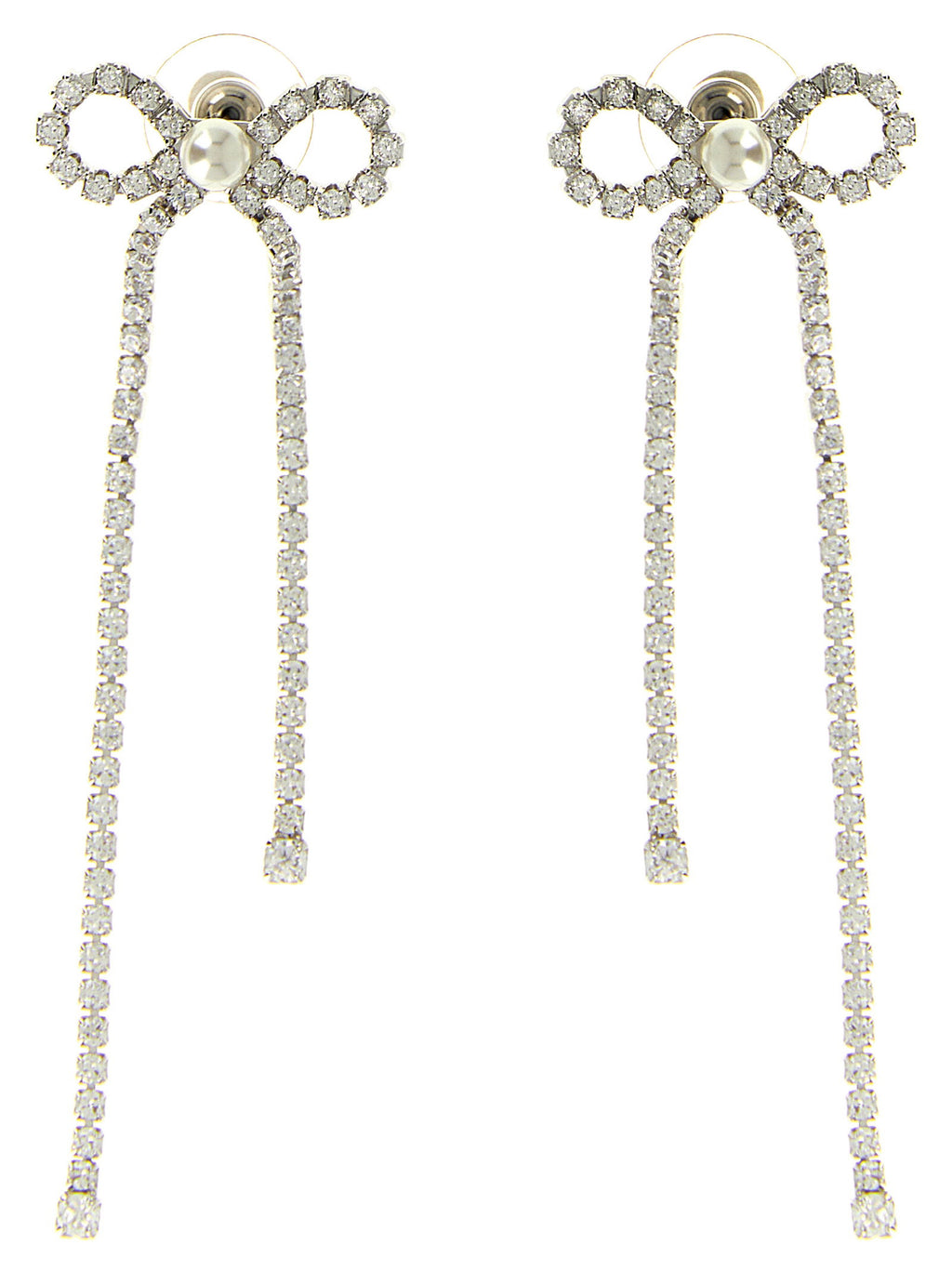Self-Portrait Crystal Droplet Bow Earrings