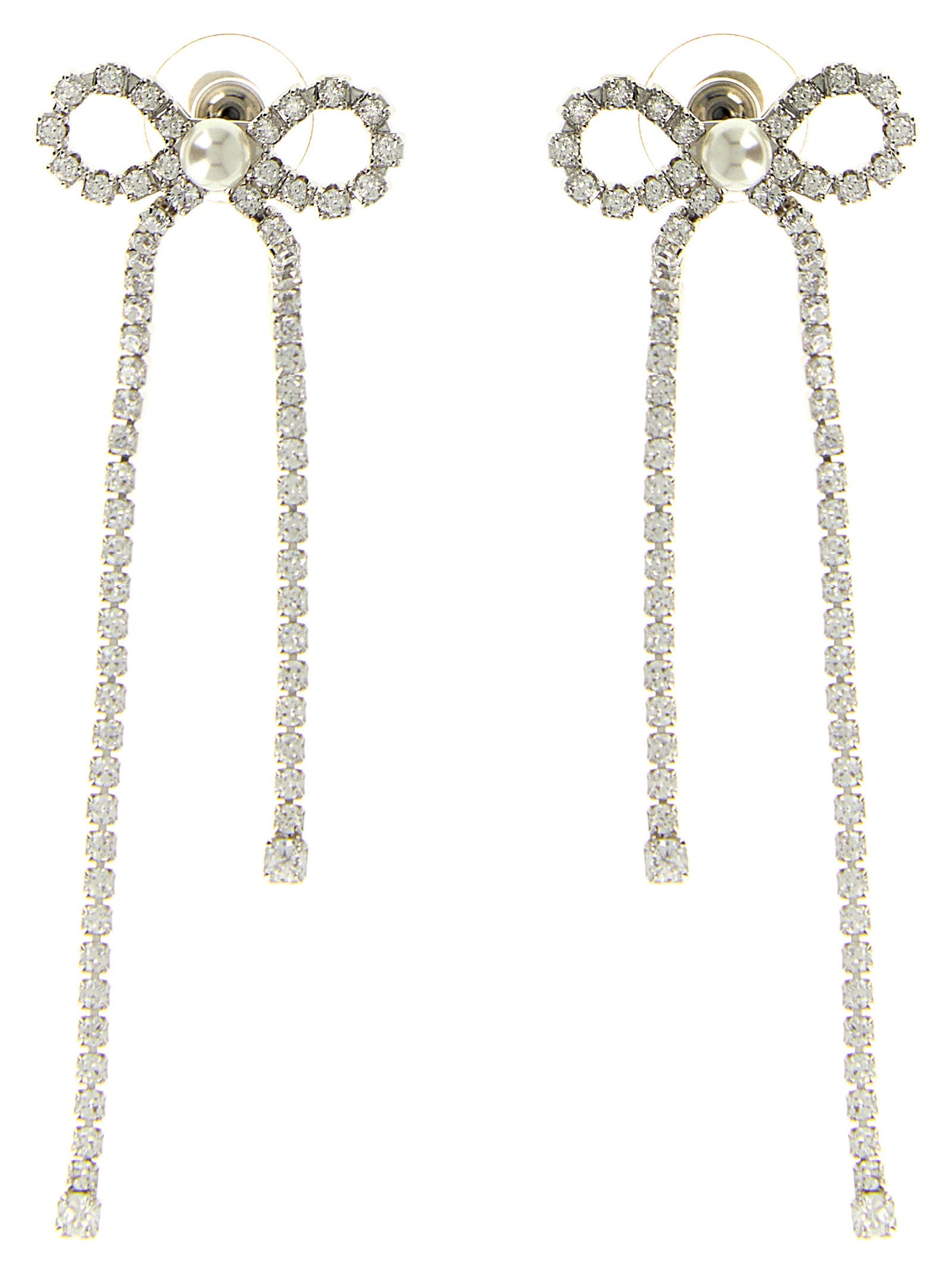 Self-Portrait Crystal Droplet Bow Earrings