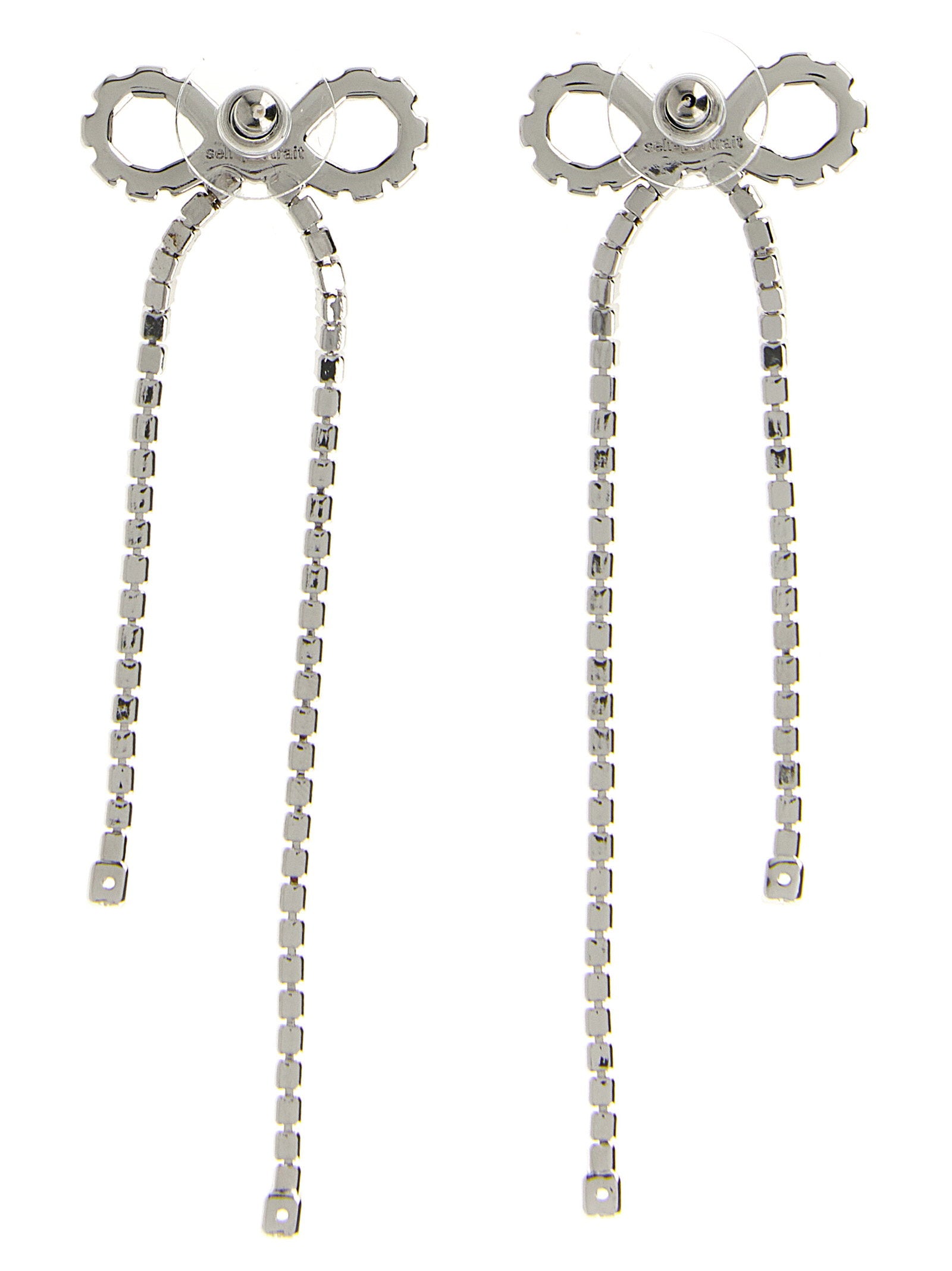 Self-Portrait Crystal Droplet Bow Earrings