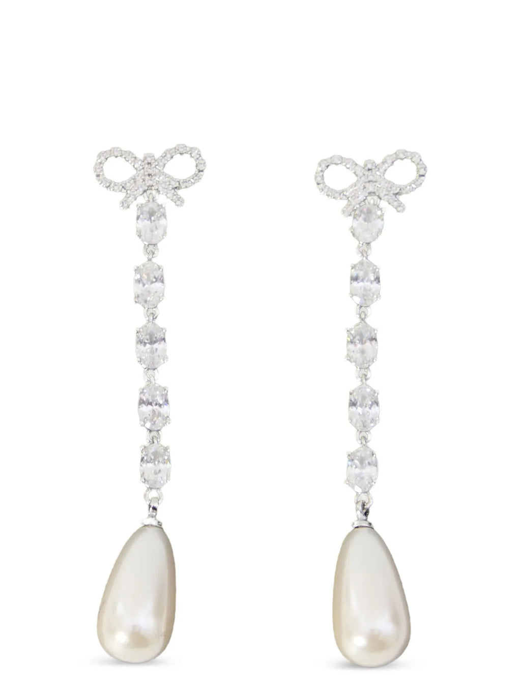 Self-Portrait Bow Pearl Droplet Earrings