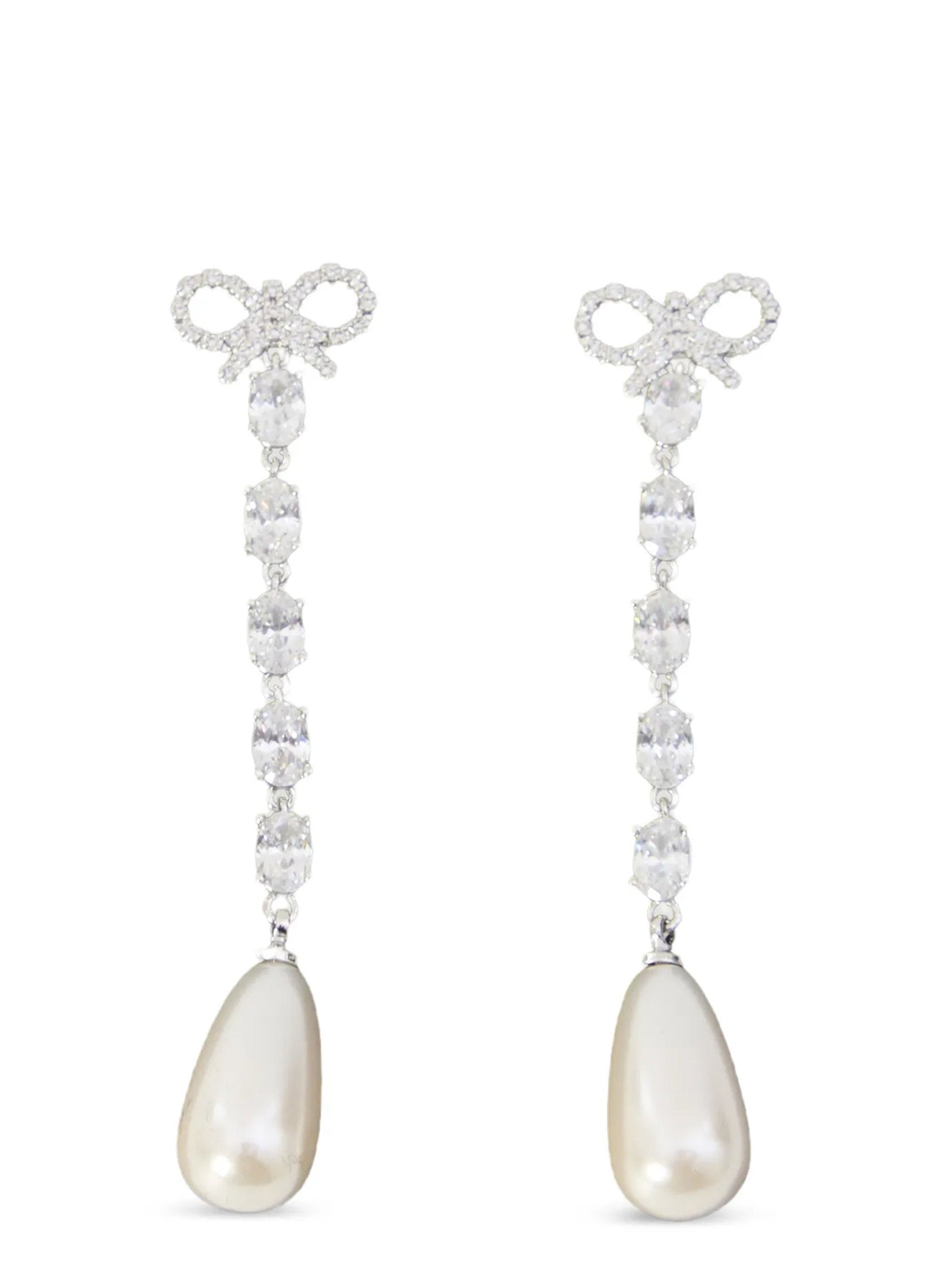 Self-Portrait Bow Pearl Droplet Earrings
