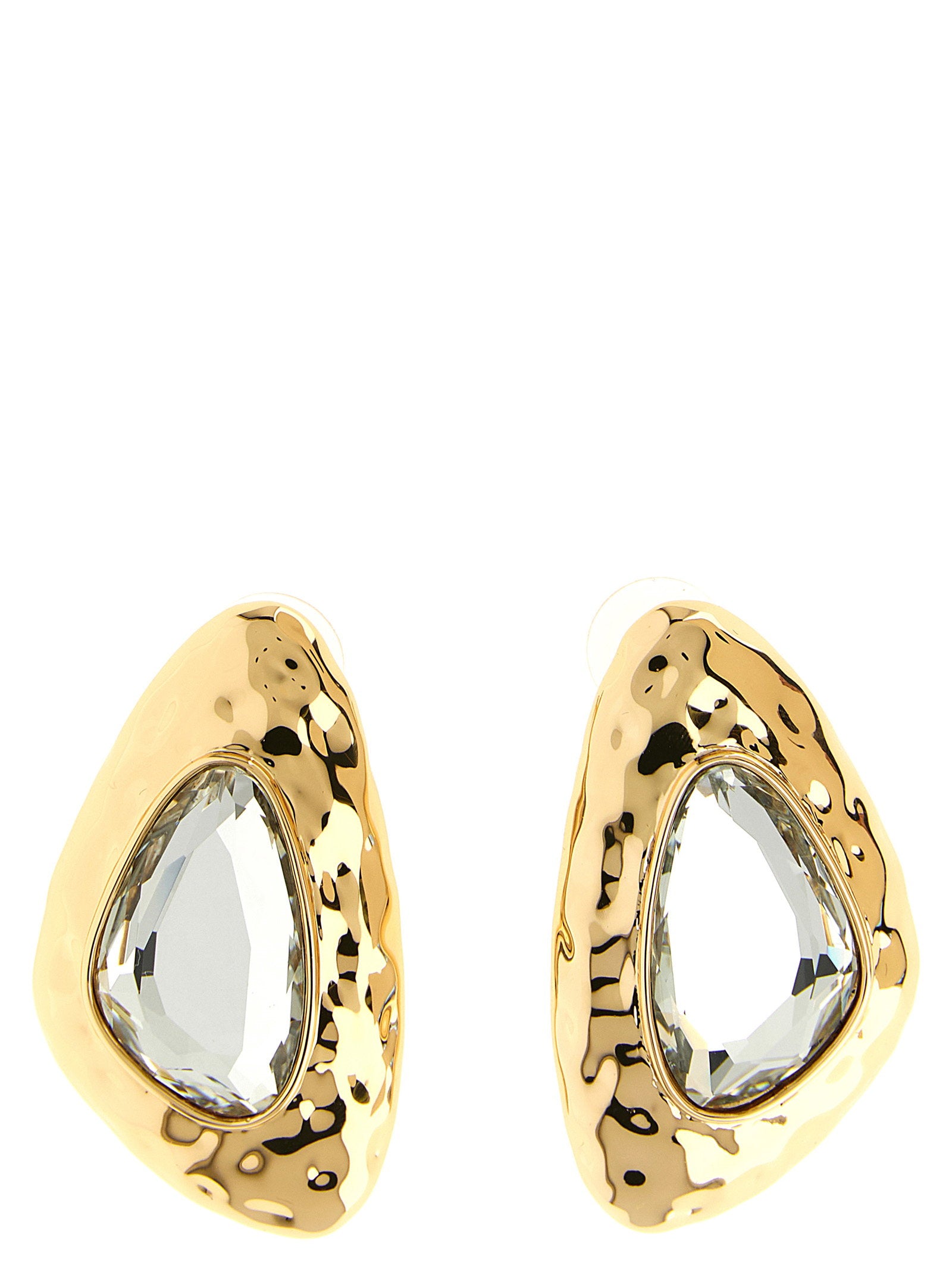 Self-Portrait Hammered Gold Crystal Earrings