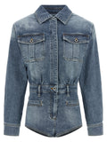 Self-Portrait Rhinestone Denim Jumpsuit