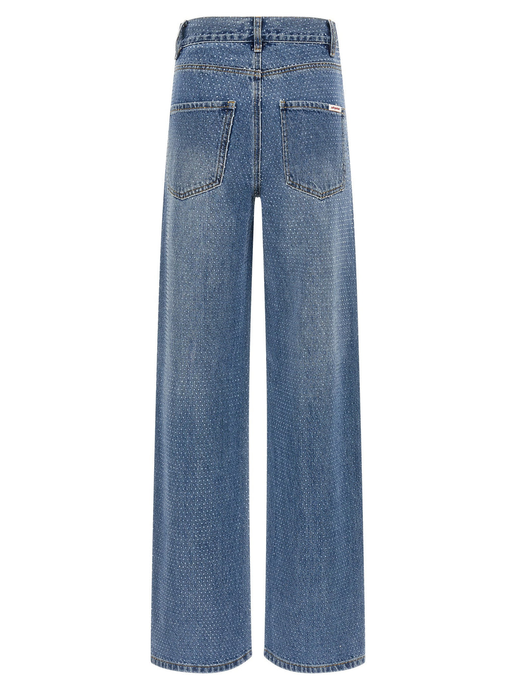 Self-Portrait Rhinestone Denim Straight Leg Jeans