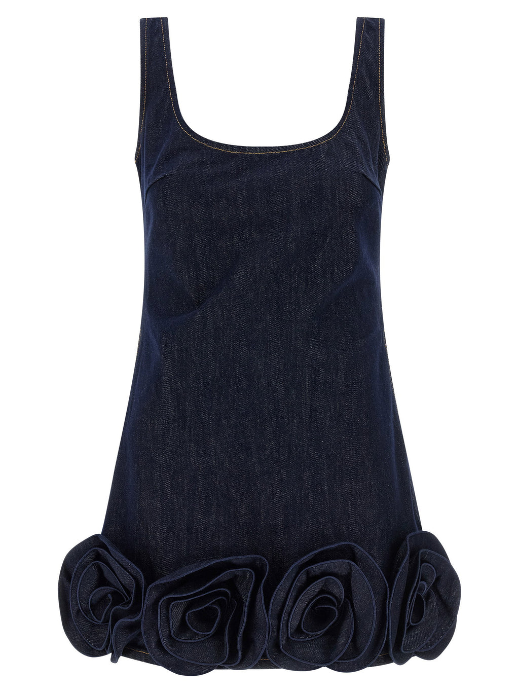 Self-Portrait Indigo Denim 3d Flower Mini Dress