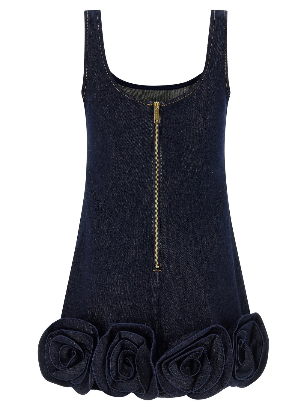 Self-Portrait Indigo Denim 3d Flower Mini Dress