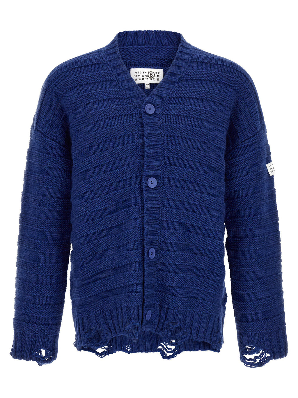 Mm6 Maison Margiela Distressed Wool Cardigan