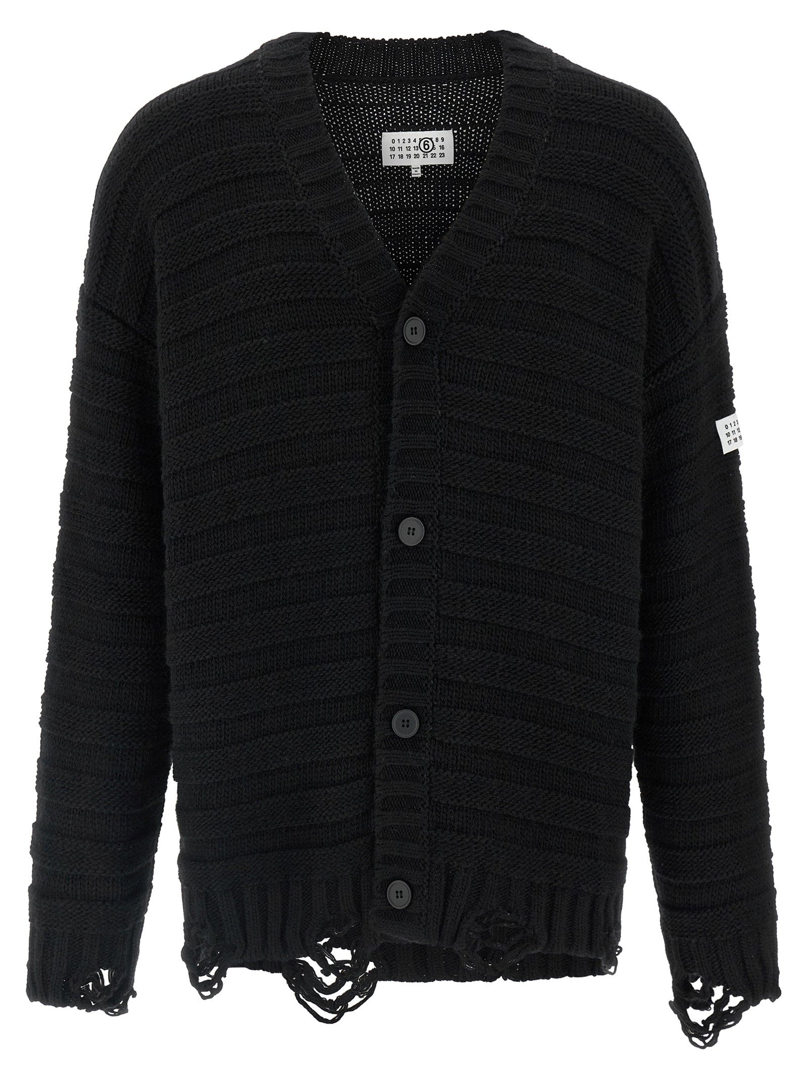 Mm6 Maison Margiela Distressed Wool Cardigan