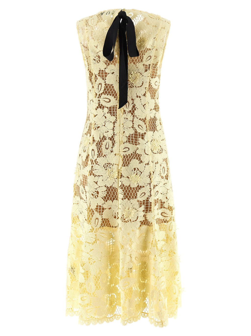 Self-Portrait Yellow Crochet Lace Midi Dress