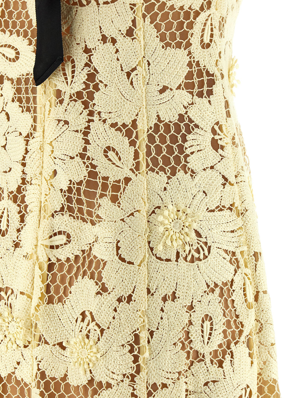 Self-Portrait Yellow Crochet Lace Midi Dress