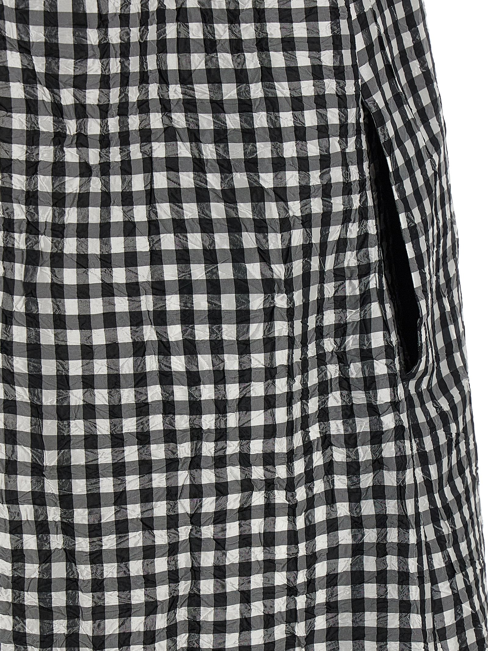 Ganni Crinkled Check Long Dress