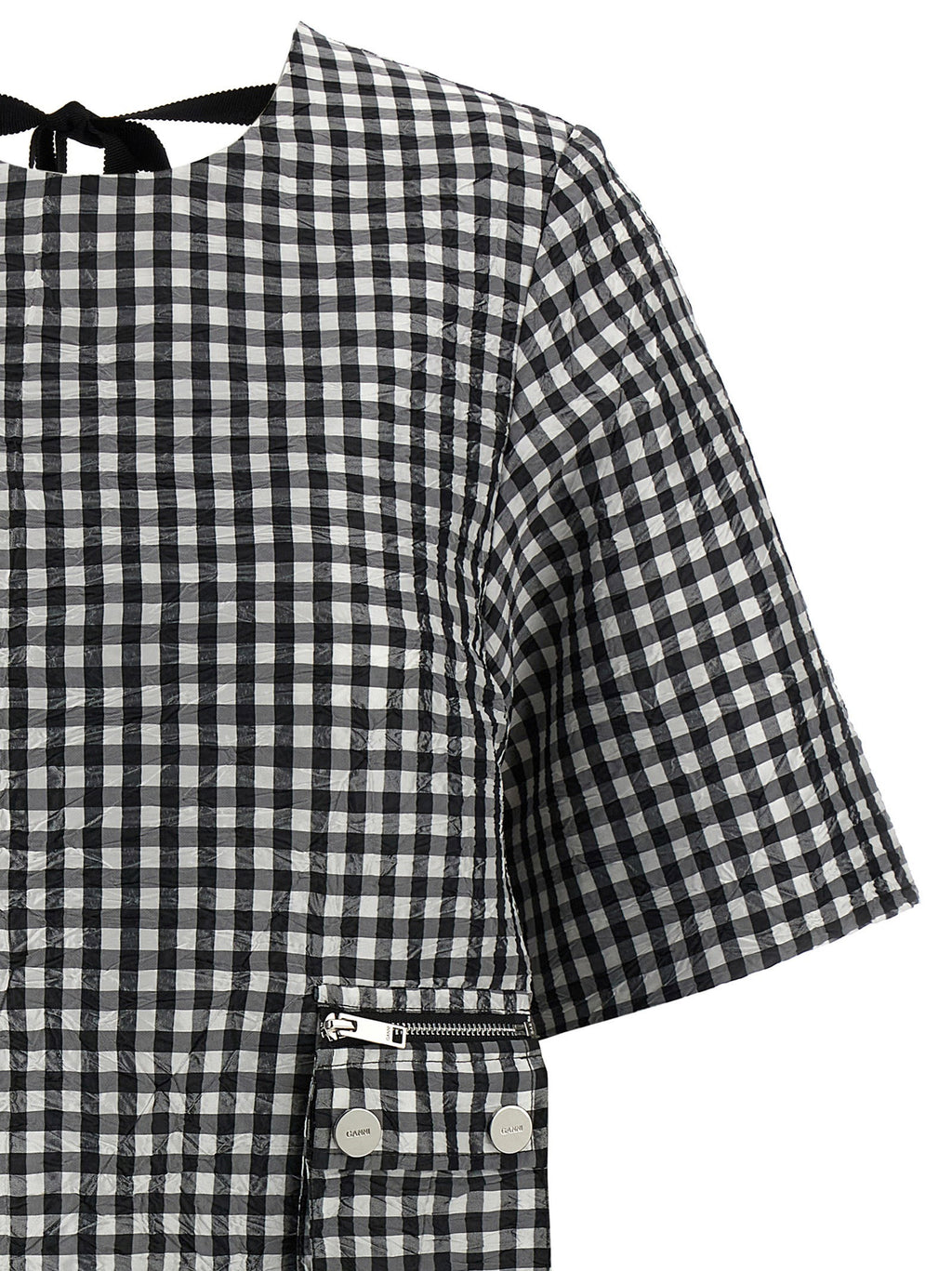 Ganni Crinkled Check Mini Dress