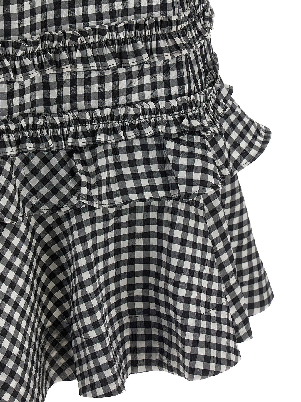 Ganni Crinkled Check Mini Dress