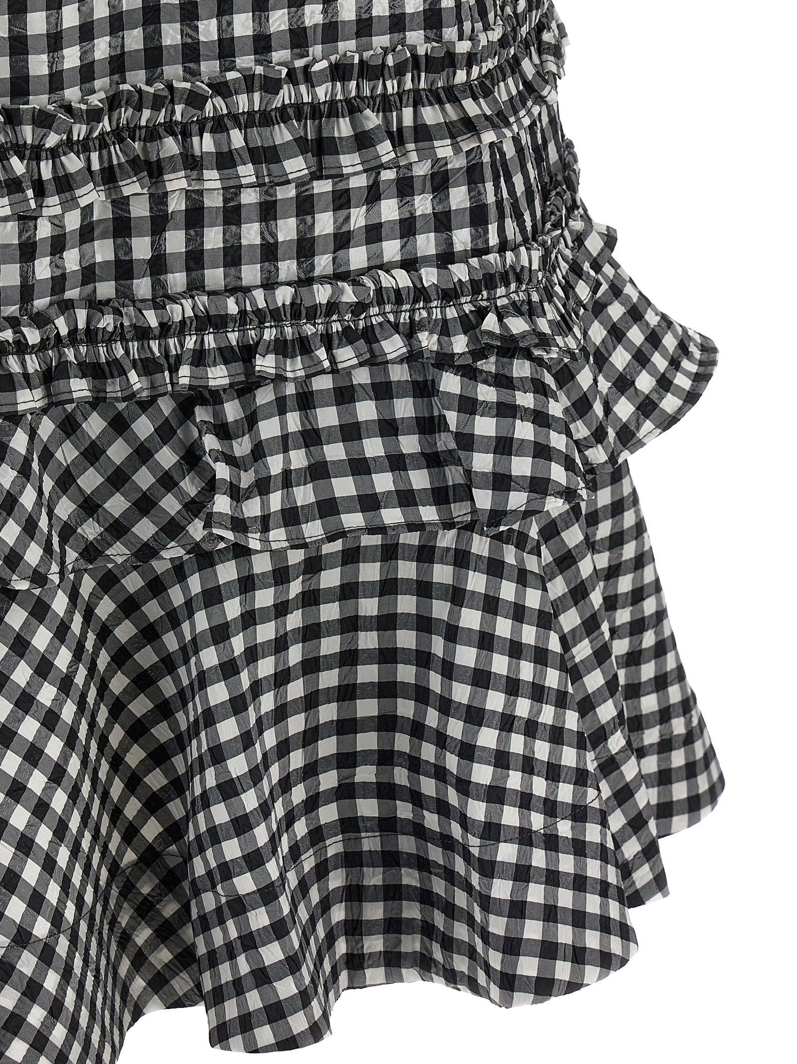 Ganni Crinkled Check Mini Dress