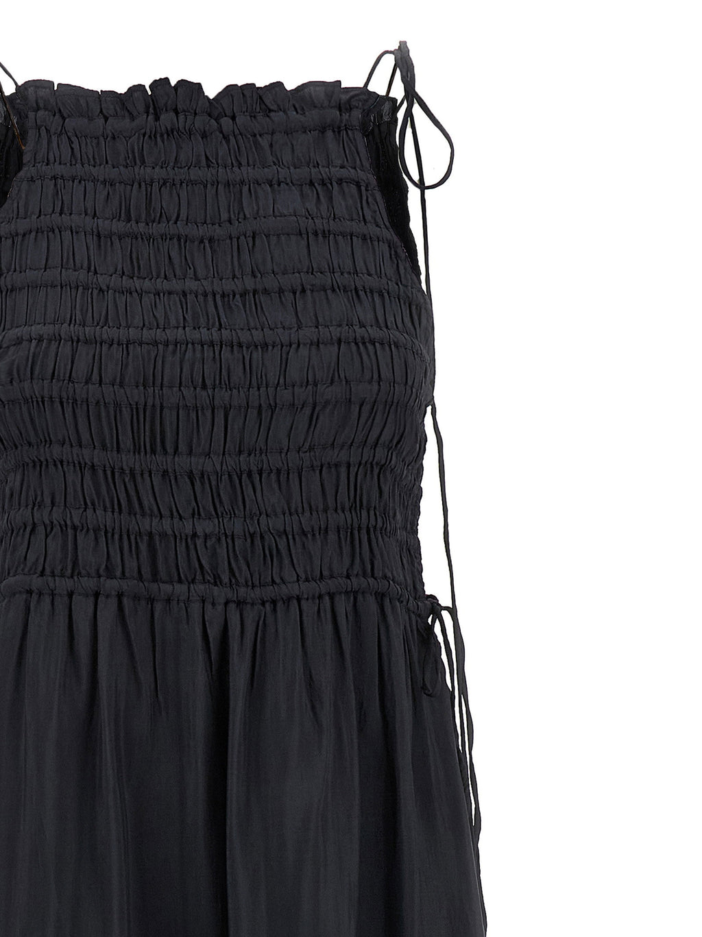 Ganni Black Smock Tie Dress