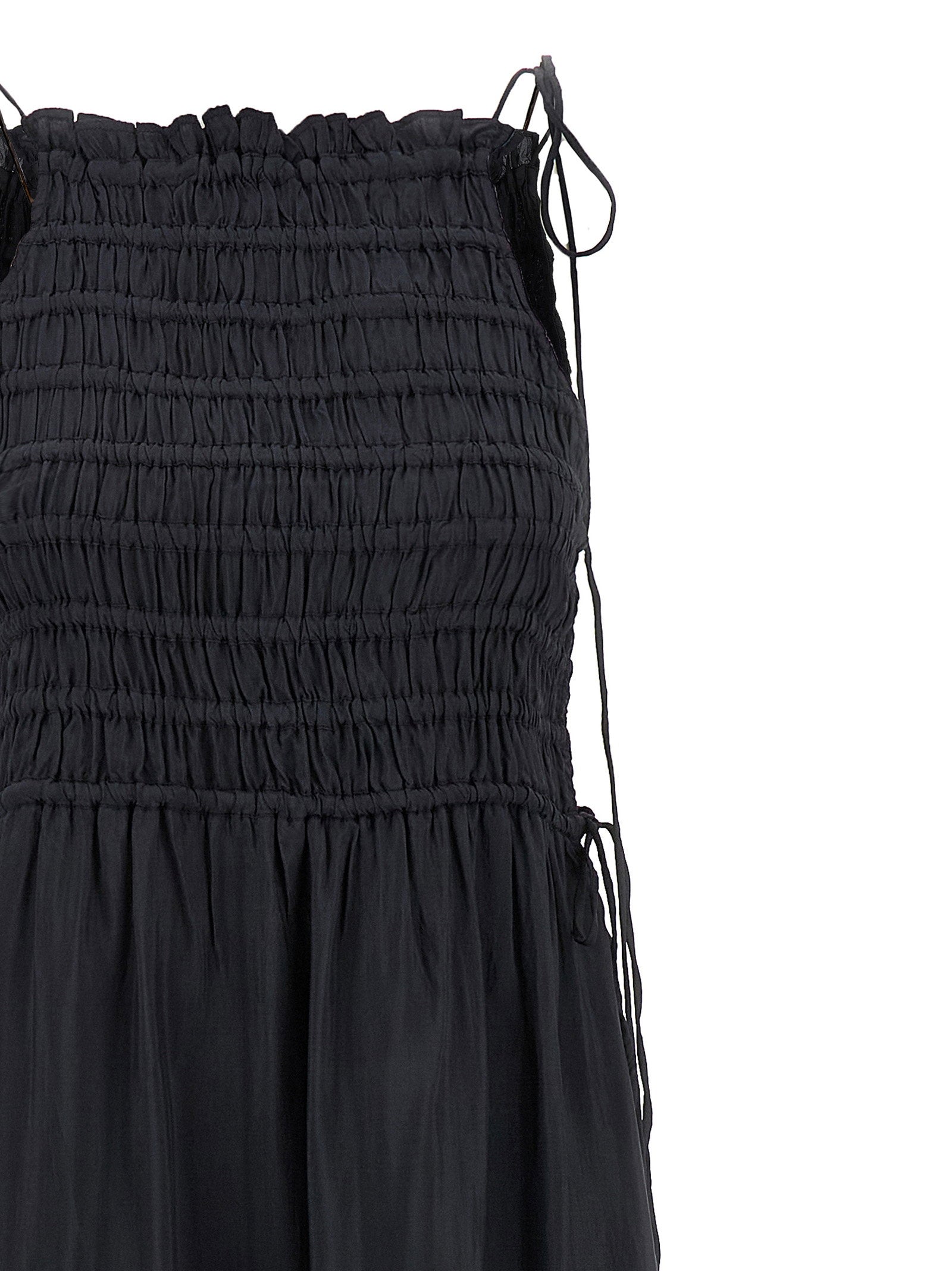 Ganni Black Smock Tie Dress