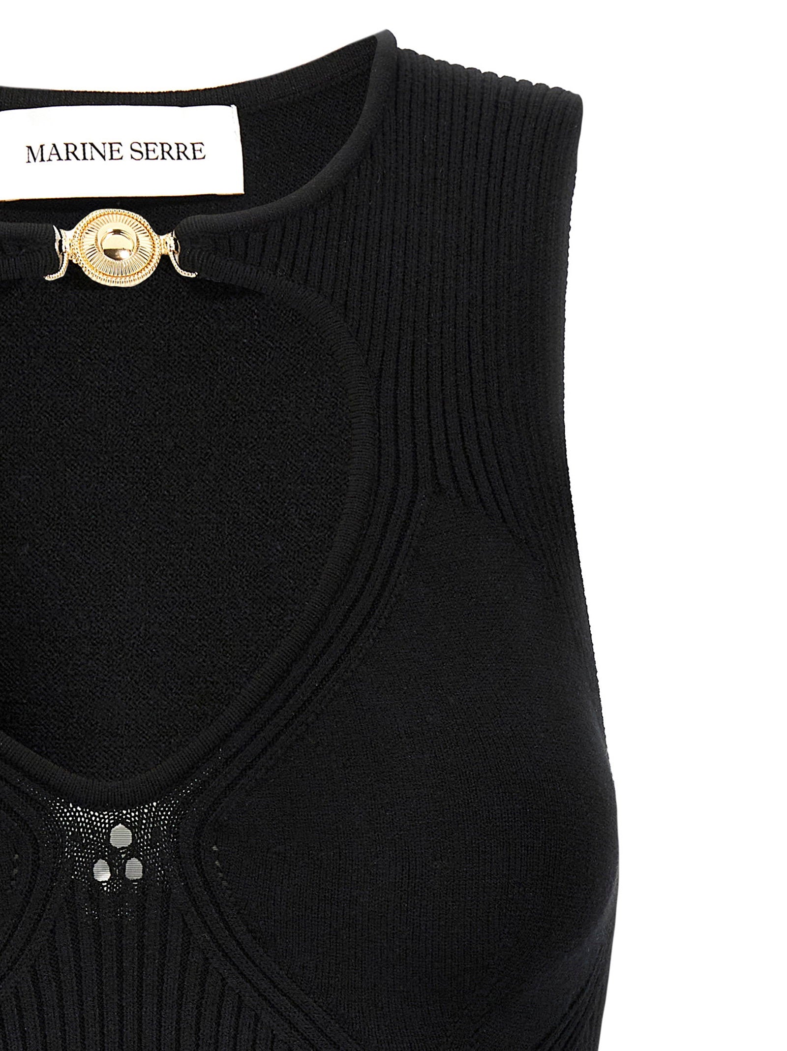 Marine Serre Moon Jewelry Knit Open Neck Top